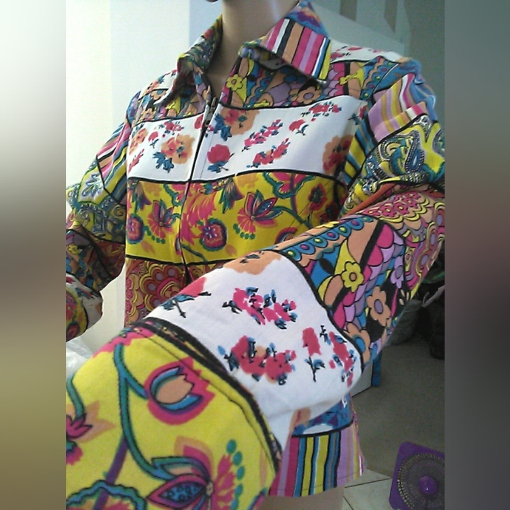 Esare Floral Patchwork/ Patterns Button Zip Up To… - image 4